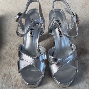 Silver Strappy Heels